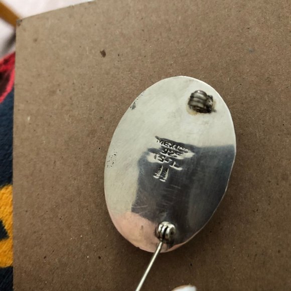 Vintage Adan Alvarado Brooch/Pin Leopard Skin Jasper 925 Sterling Silver - Picture 7 of 8